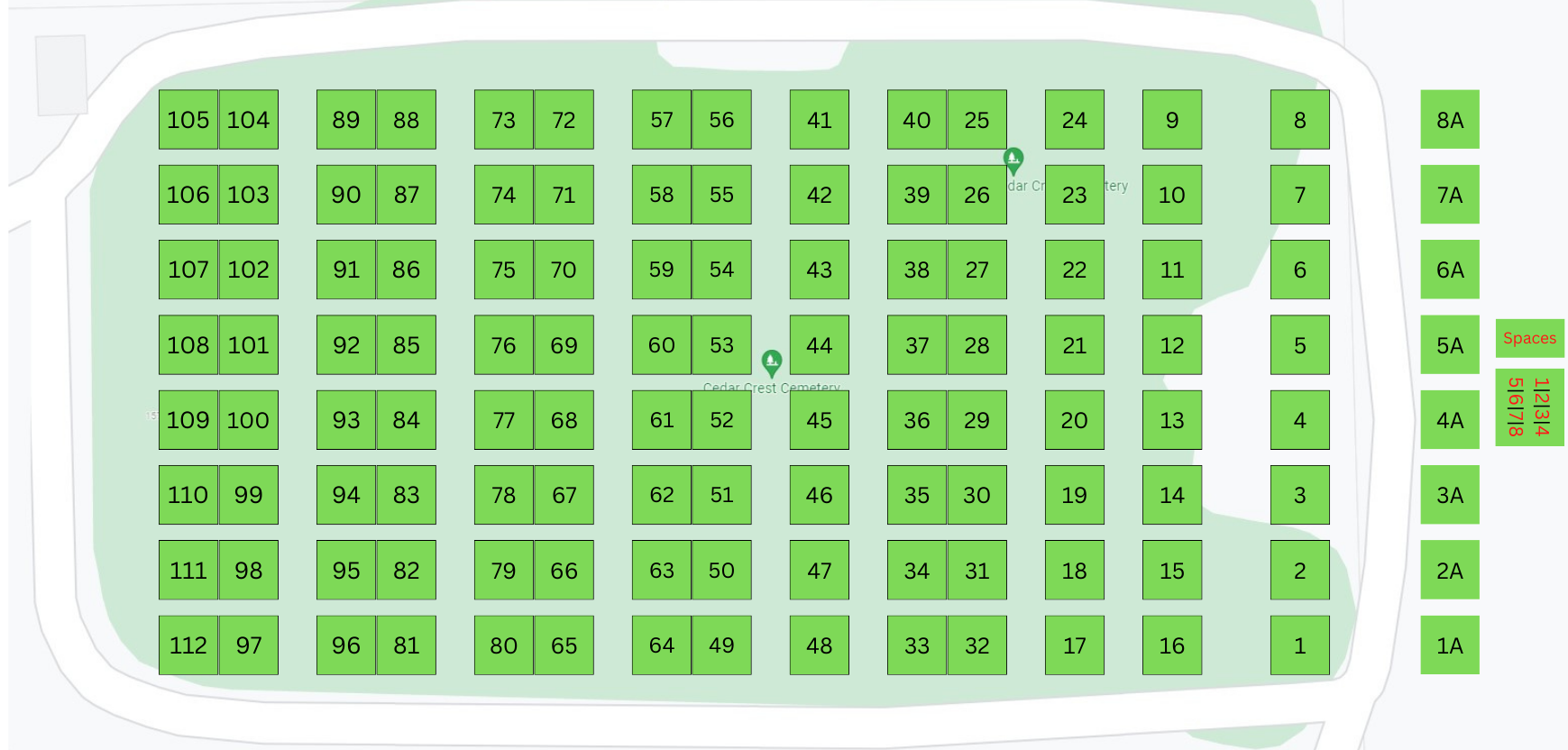 Cedar Crest Cemetery Map